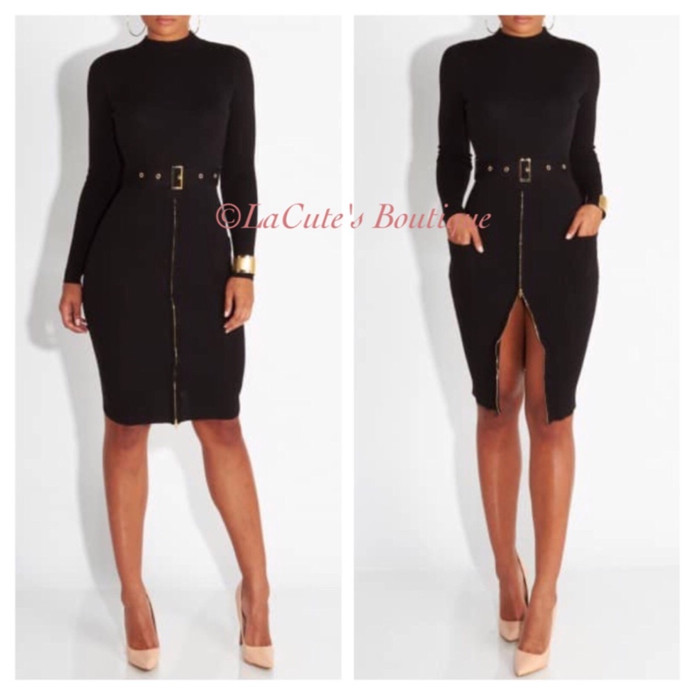 Black Dress w/ Gold Detail